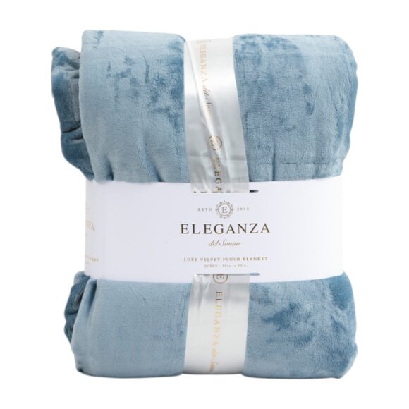 ELEGANZA Blue Velvet Plush Blanket - Picture 1 of 2